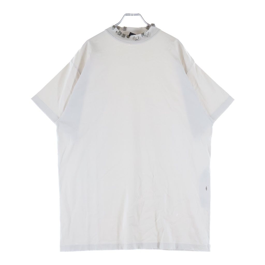 BALENCIAGA (バレンシアガ) ピアス装飾 ダメージ加工 半袖Tシャツ カットソー ホワイト 761460 TPVD4 43,544円