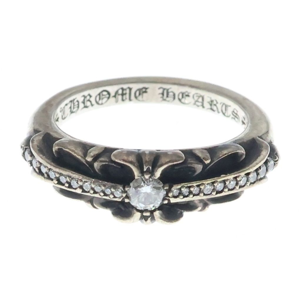 CHROME HEARTS (クロムハーツ) BABY CLSC P D ベイビークラシックフローラルクロス PAVEダイヤ シルバーリング