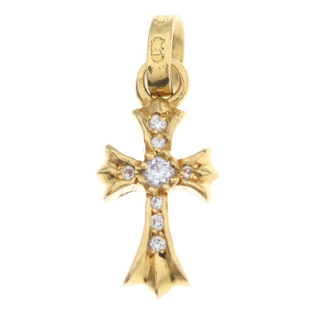CHROME HEARTS (クロムハーツ) 22K CRS BBYFAT P DMND ベイビーファット PAVEダイヤ チャーム ゴールドネックレストップ -