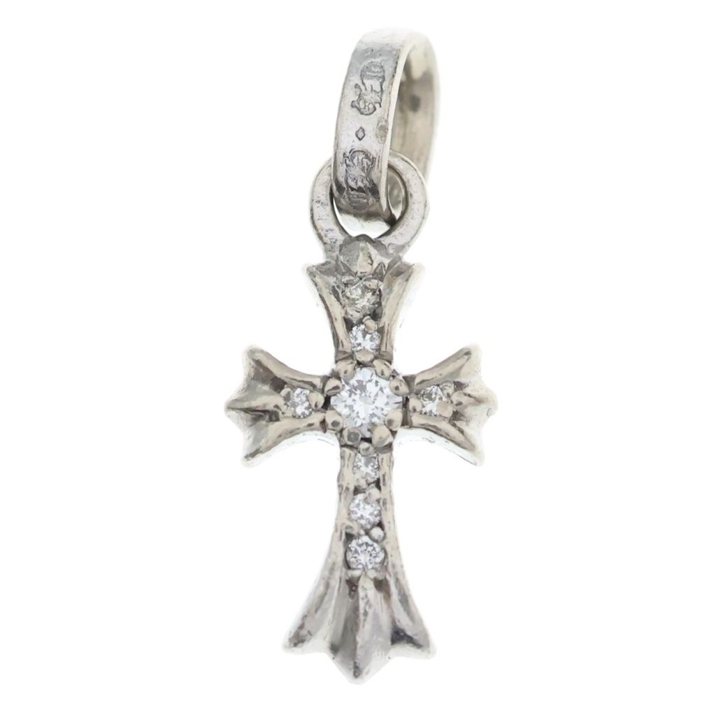 CHROME HEARTS (クロムハーツ) 18KWG CRS BBYFAT P DMND ベイビーファット PAVEダイヤ チャーム ホワイトゴールドネックレストップ - 435,600円