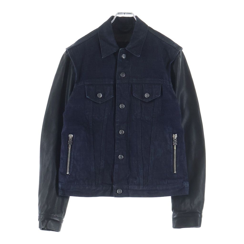 CHROME HEARTS (クロムハーツ) DNM LTHR SLV FLRENEEフレアニーデニムジャケット インディゴ/ブラック -