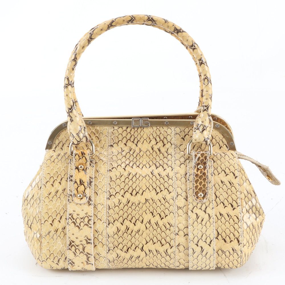 D&G ドルチェアンドガッバーナ パイソン レザー トート バッグ 肩掛け ショルダー ハンド レディース RRE EM7-7【中古】