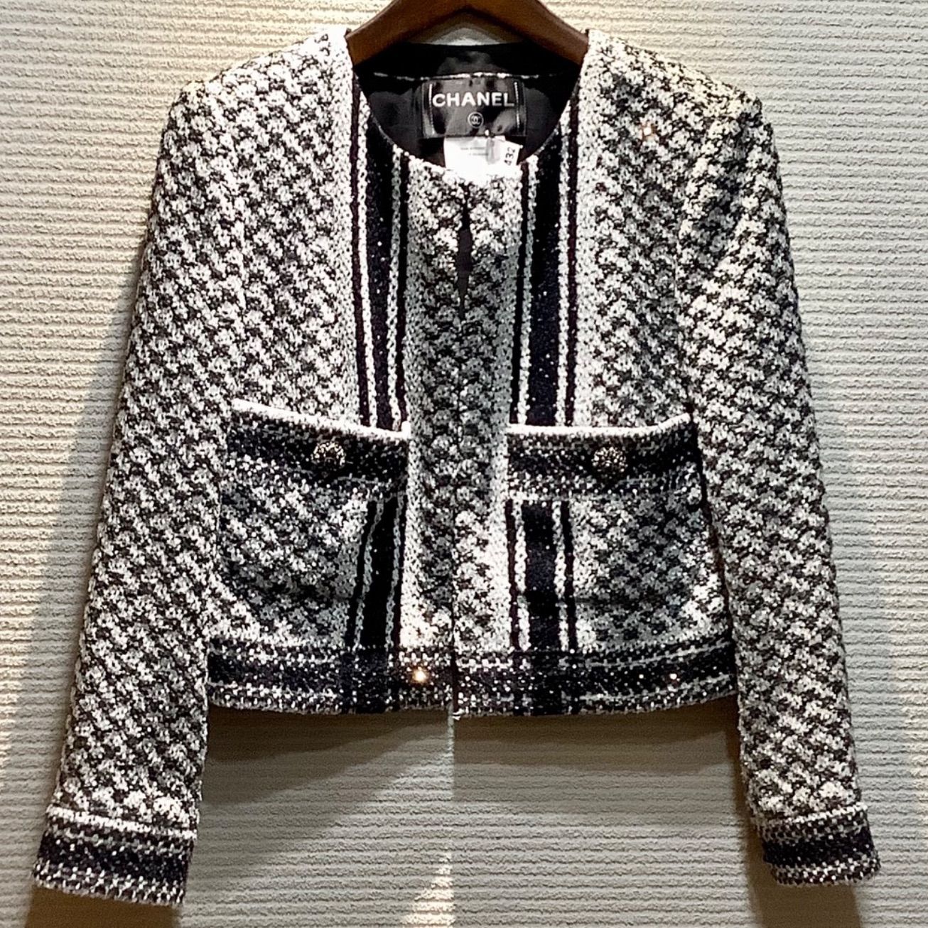 シャネル CHANEL 15C ツイードジャケット ノーカラージャケット ラメ [34] P50631 レディース D765/T590