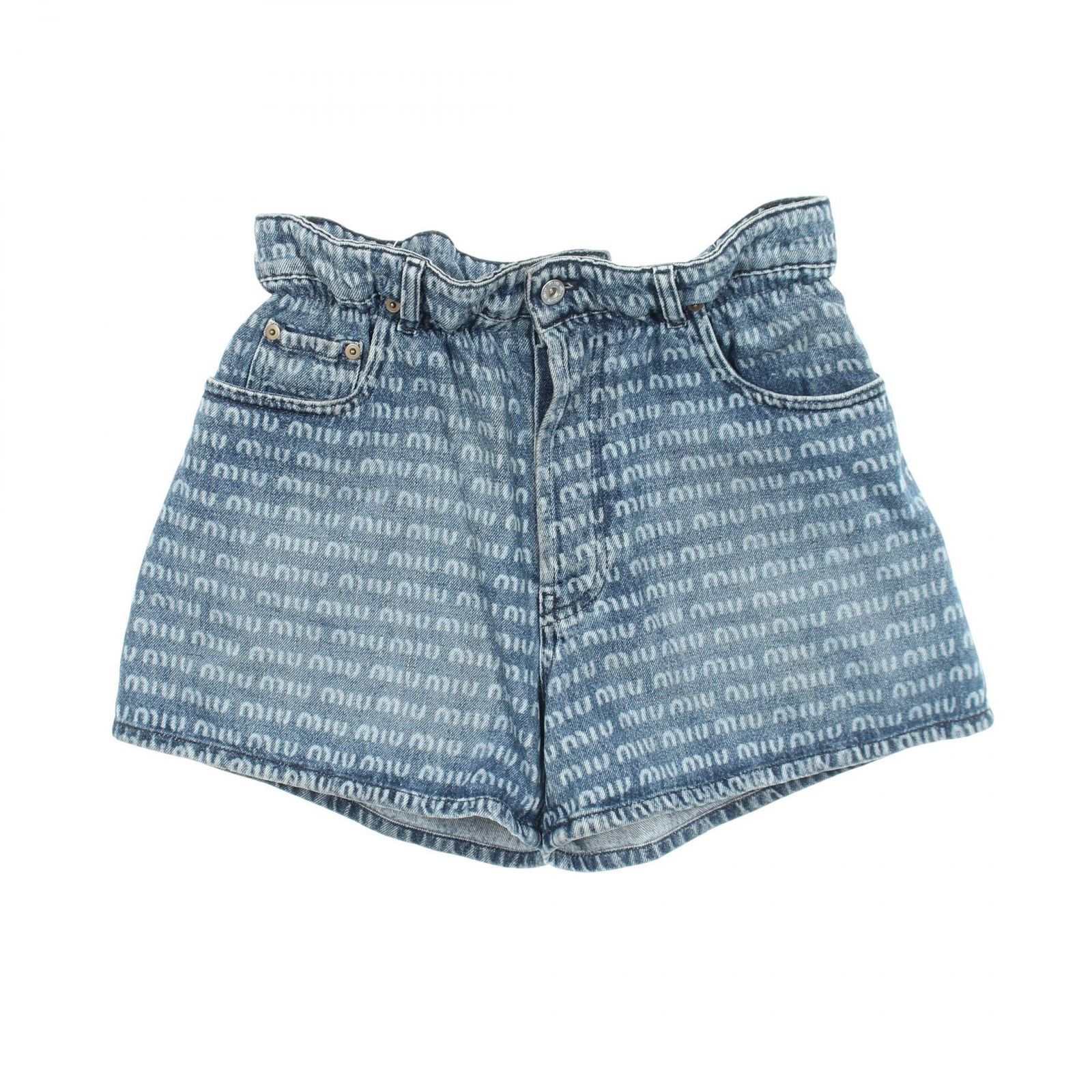Miu Miu ミュウ ミュウ ロゴ 総柄 デニムパンツ