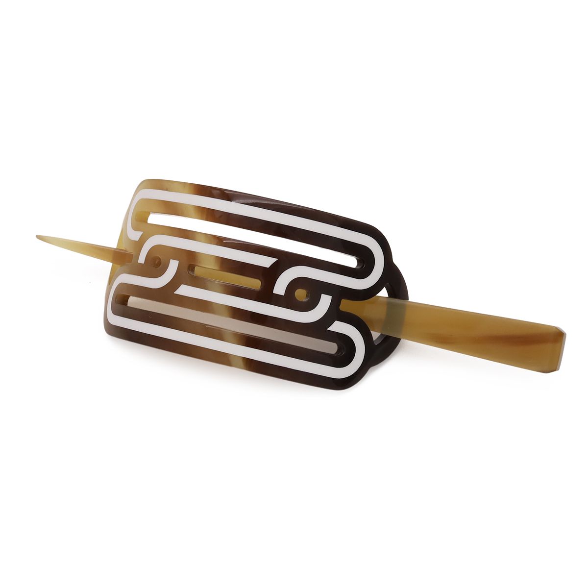 HERMES エルメス Hモチーフ かんざし 簪 髪飾り ヘアアクセサリー バッファローホーン ブラウン 茶 ベージュ ホワイト 28,656円