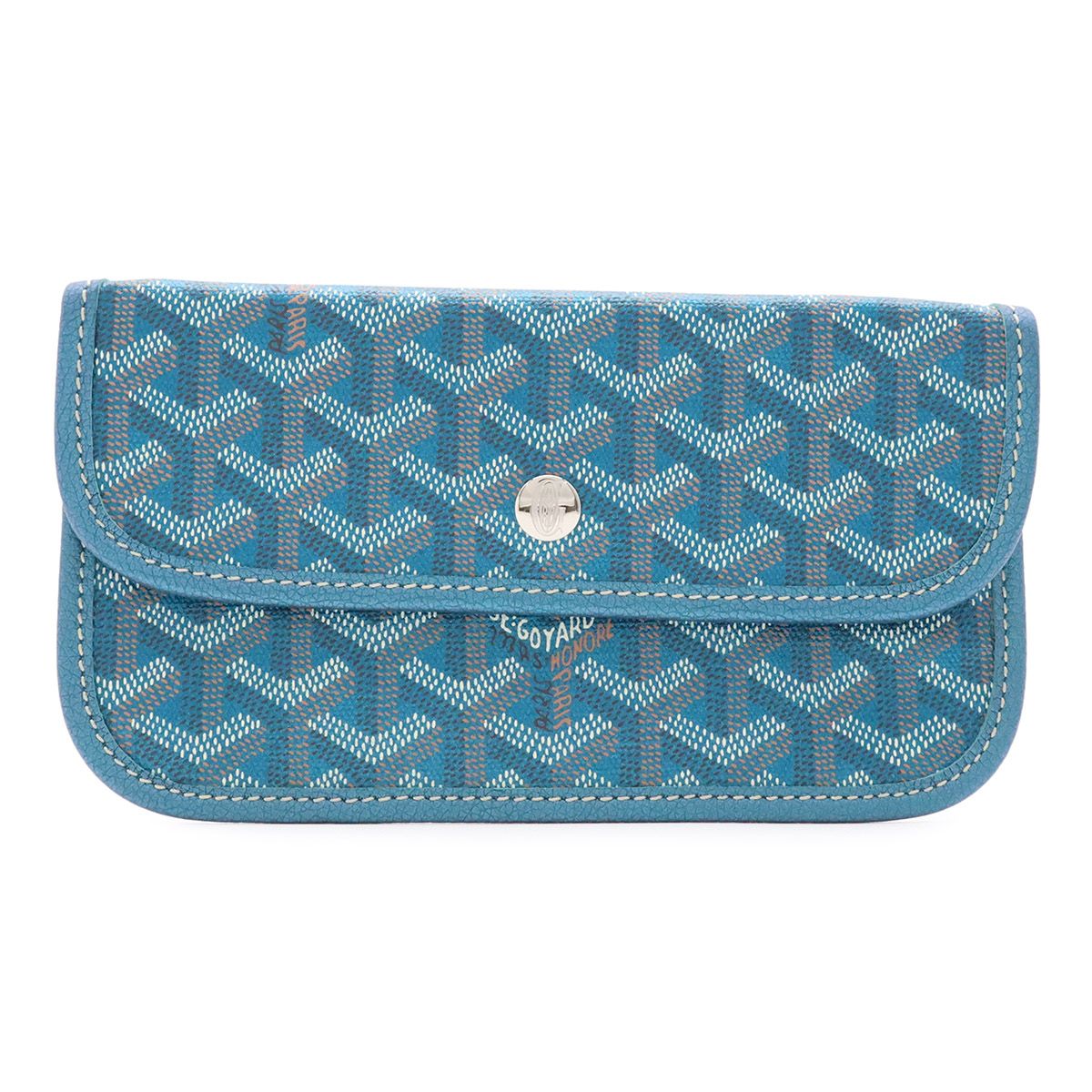 GOYARD ゴヤール サンルイ用ポーチ 付属品 マルチポーチ 小物入れ ポーチのみ コーティングキャンバス パールブルー 青 シルバー金具 限定カラー