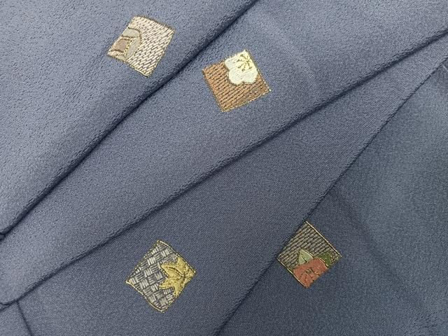 平和屋着物●訪問着　総刺繍　色紙草花文　金糸　正絹　逸品　AABL1664ph
