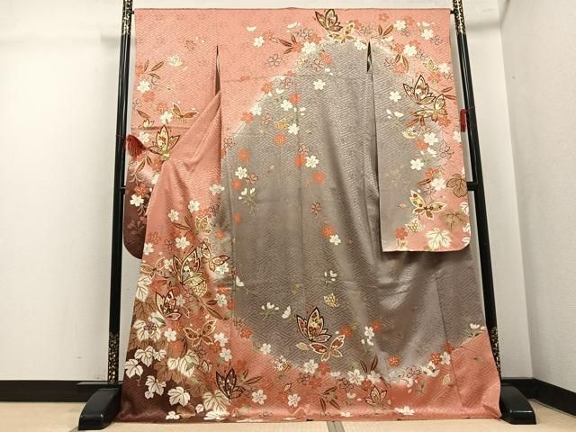 平和屋着物●豪華振袖　駒刺繍　花蝶文　暈し染め　金彩　正絹　逸品　AABL1678ph 27,885円