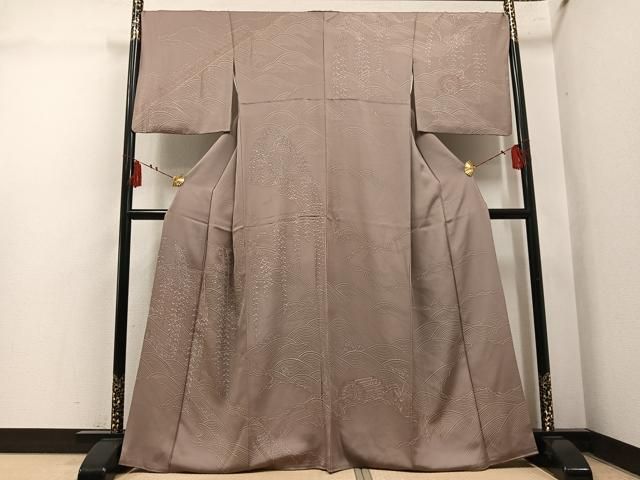 平和屋着物●訪問着　渡橋立波花文　正絹　逸品　AABL1731ph
