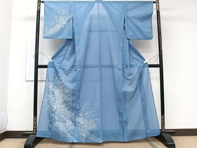 平和屋着物＊夏物　訪問着　絽　流水枝草花文　洗える着物　CABK9185xi