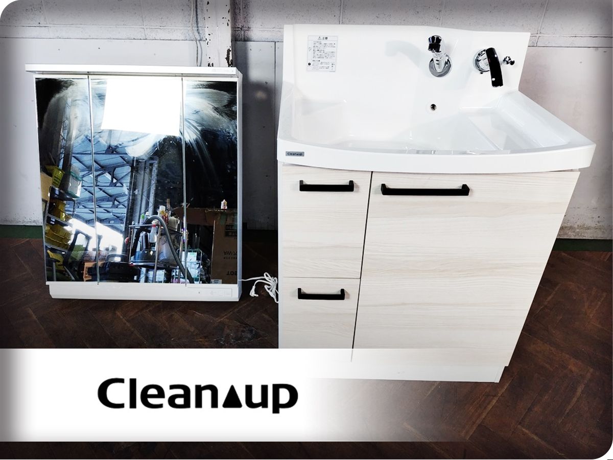 ■展示品■未使用品■Cleanup/クリナップ■FANCIO/ファンシオ■w75■三面鏡/ミラーキャビネット/ドレッサー■洗面化粧台■25万■ymm4829k 96,900円