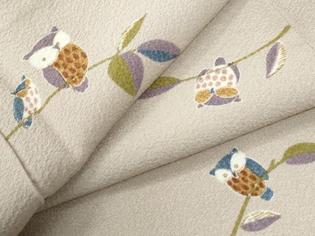 平和屋着物●上質な小紋　ミミズク　正絹　逸品　CABK7406yc