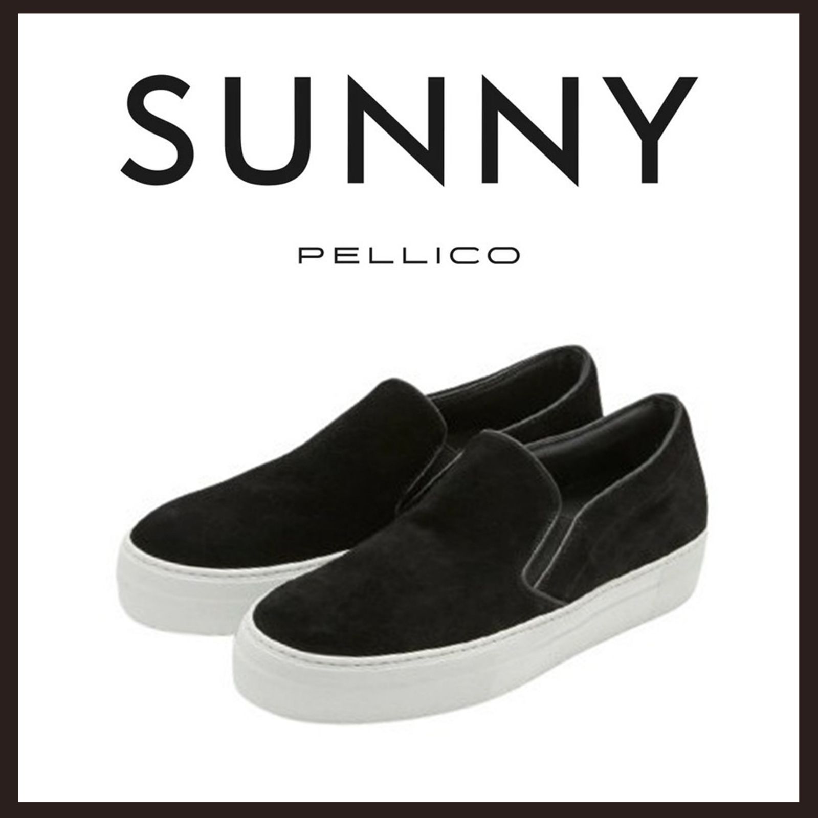 新品未使用 ペリーコサニー スエードレザー スリッポンスニーカー ブラック 27.5cm相当【PELLICO SUNNY】