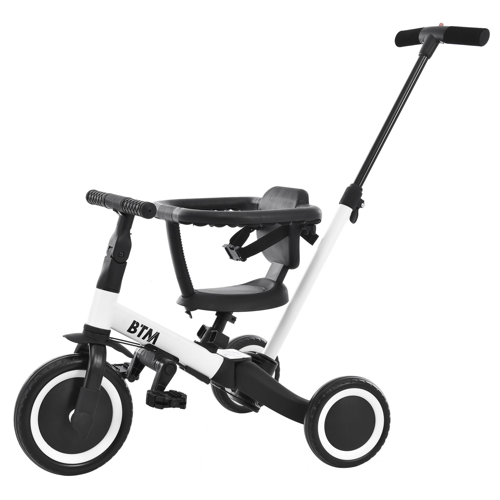 子供用三輪車 5in1 ホワイト 押し棒付き 安全バー付き キックボード 長く使える【ホワイト】 9,216円
