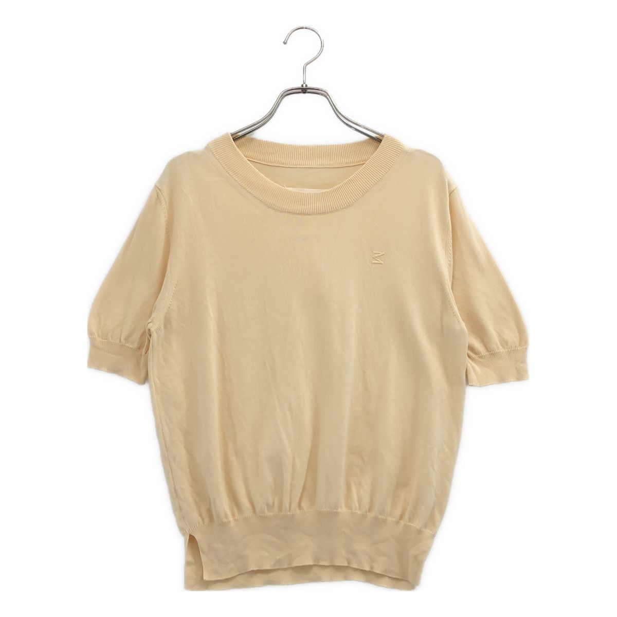 Maison Margiela / メゾンマルジェラ | ロゴ刺しゅう ショートスリーブ ニット | 1 | ベージュ | レディース 7,634円