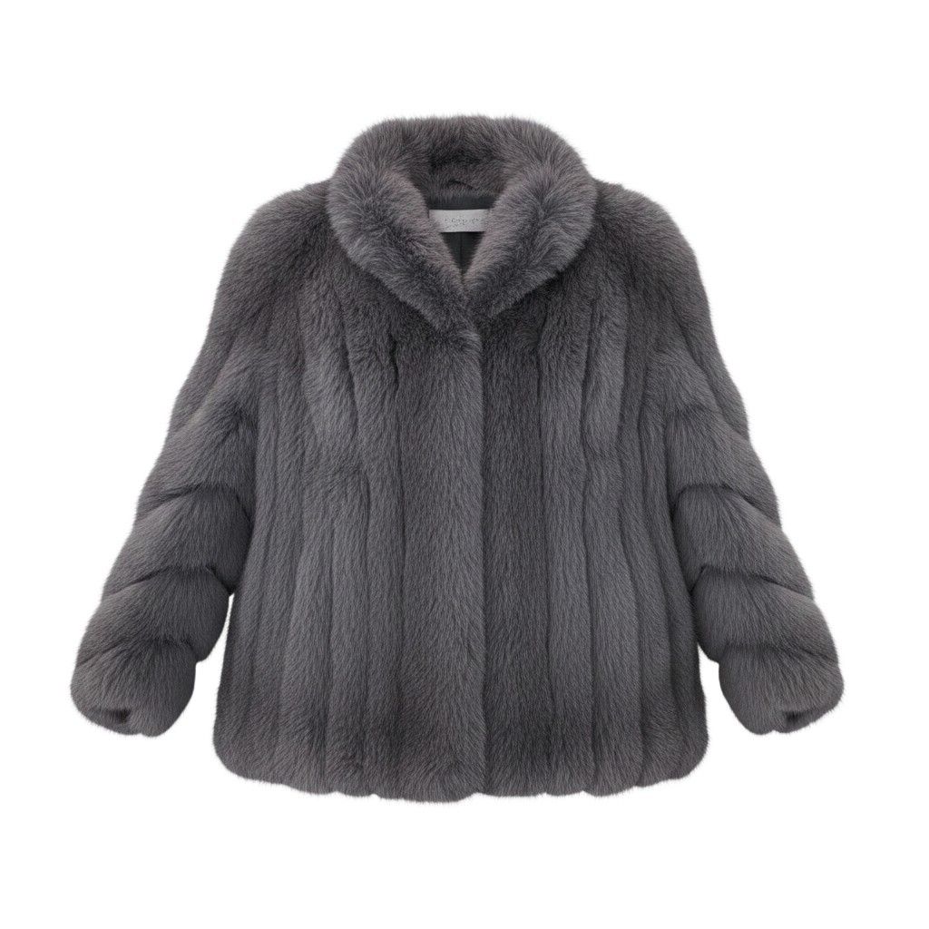 90h8 SAGA FOX サガフォックス 銀サガ 袖段 染め ブルーフォックス ファーコート F グレー 最高級本毛皮 Dyed Fox Fur Coatt18r