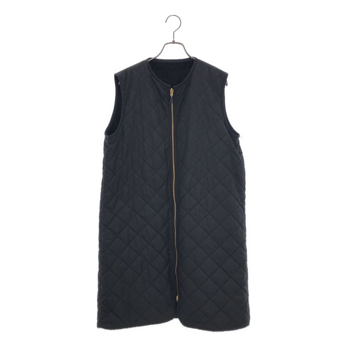 Barbour / バブアー | JOURNAL STANDARD relume 別注 / ファー キルティング ロングベスト ライナー | 36 | ブラック | レディース