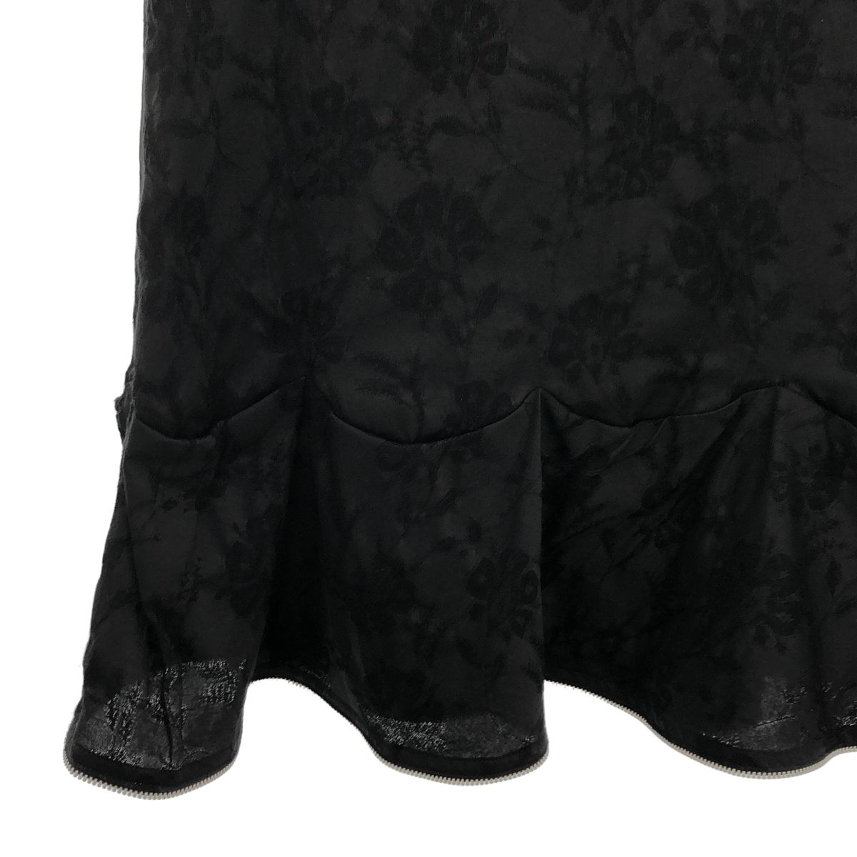 tricot COMME des GARCONS / トリココムデギャルソン | 2002SS | フラワージャガード 裾ジップ フレアスカート | M | ブラック | レディース