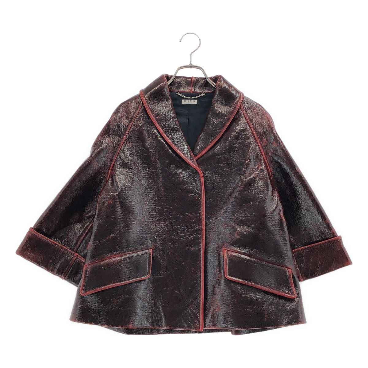 【美品】 miu miu / ミュウミュウ | コーティング スナップボタン ジャケット | 36 | レッド系 | レディース