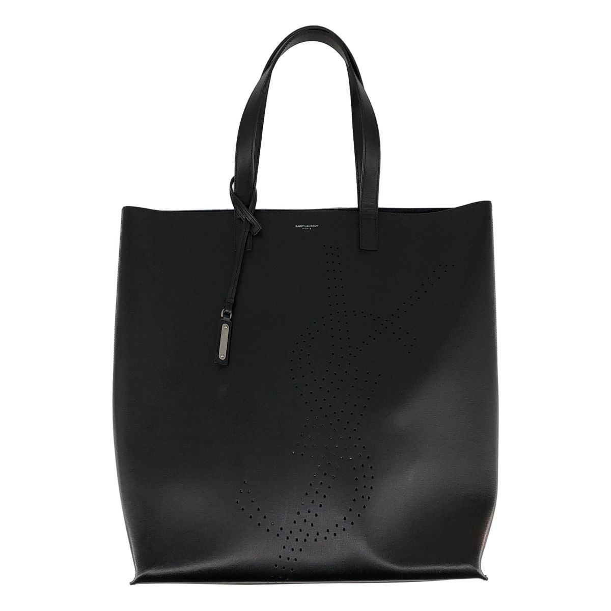 【美品】 SAINT LAURENT / サンローラン | パンチング ロゴ レザー トートバッグ | ブラック | メンズ