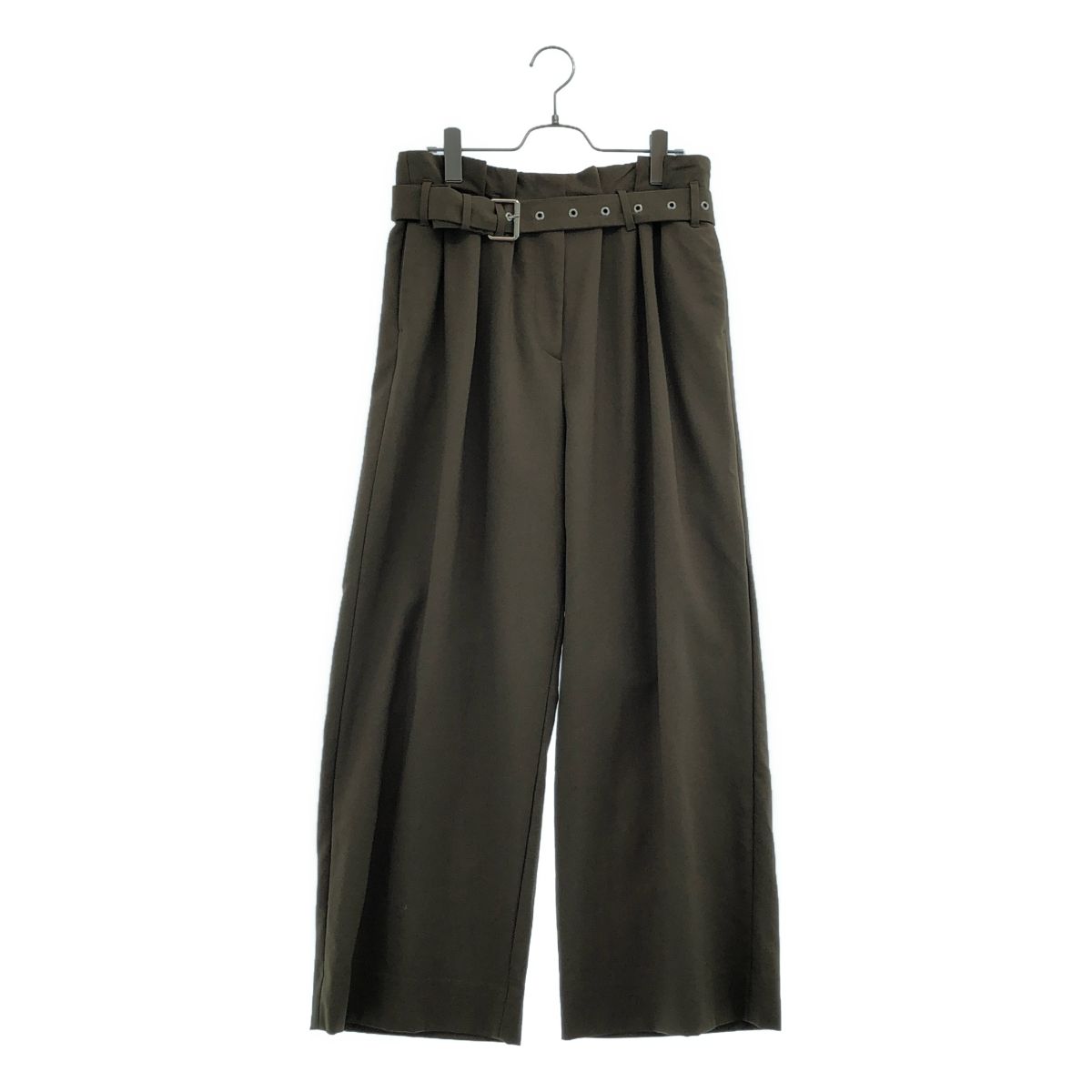 DRIES VAN NOTEN / ドリスヴァンノッテン | タック ベルテッド ワイドパンツ | 34 | カーキ | レディース