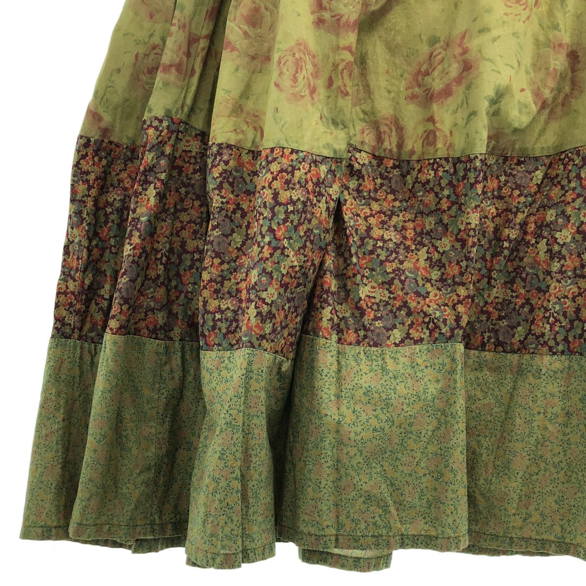 tricot COMME des GARCONS / トリココムデギャルソン | 2000AW | フラワープリント 切替 スカート | M | カーキ | レディース