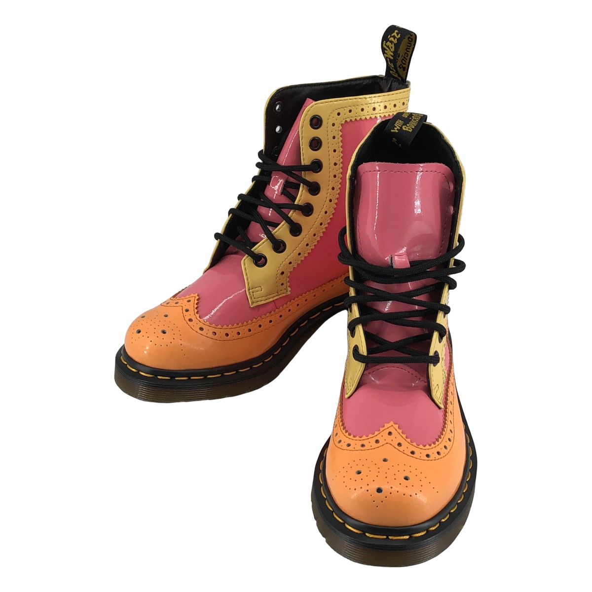 【美品】 Dr.Martens / ドクターマーチン | HARRIE 8ホール パテントレザー ウィングチップ レースアップブーツ | UK4 | マルチカラー | レディース
