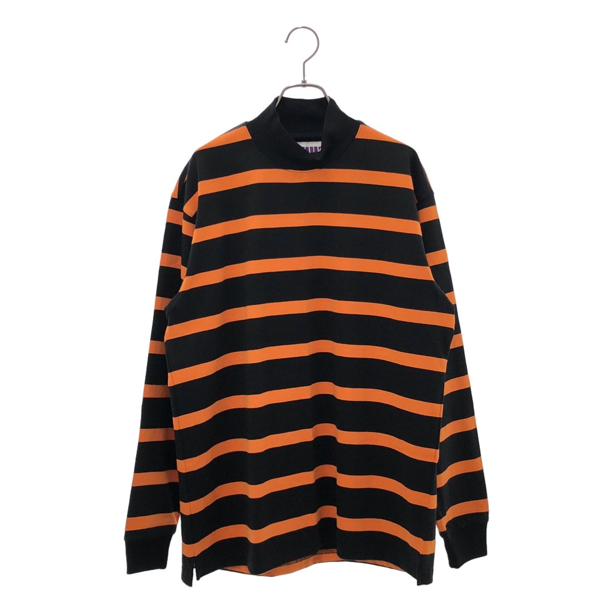 【美品】 SHIDEN / シデン | ボーダー モックネック ロングスリーブ カットソー | XS | ブラック/オレンジ | メンズ