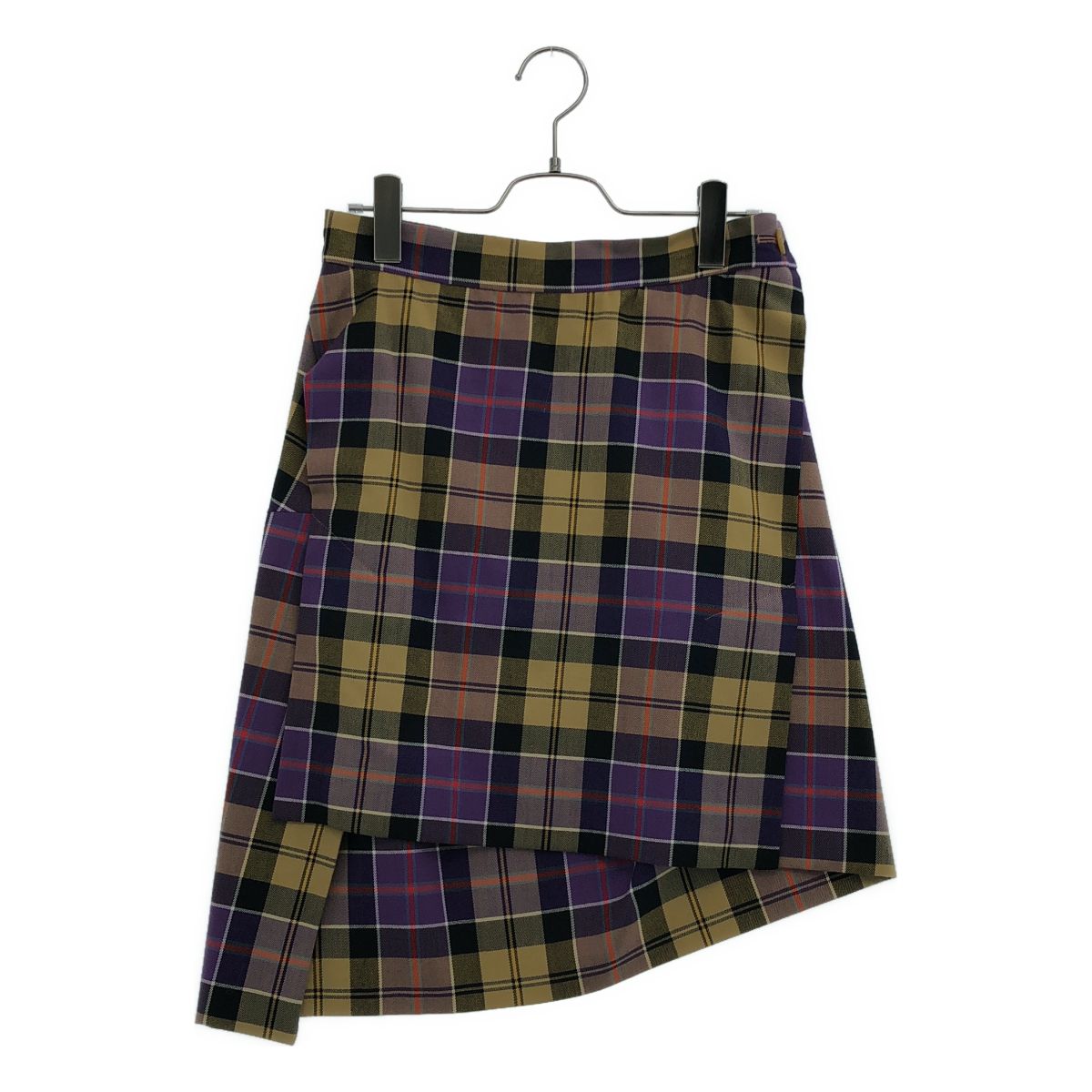 【美品】 Vivienne Westwood / ヴィヴィアンウエストウッド | ウール チェック アシンメトリースカート | 40 | イエロー/パープル/ブラック | レディース