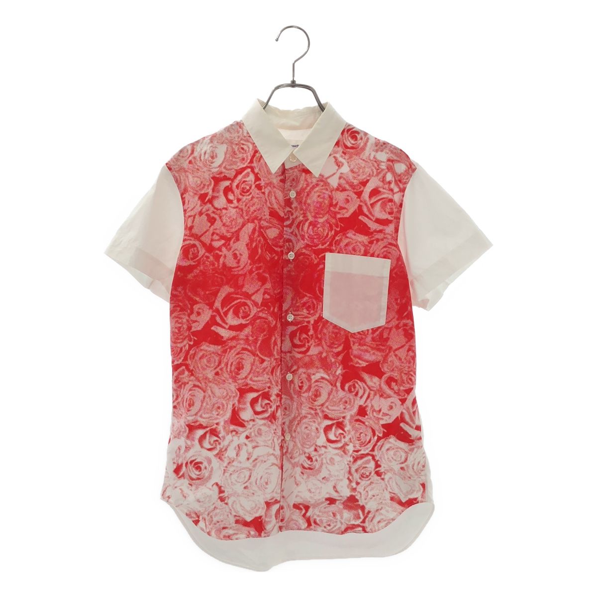 COMME des GARCONS SHIRT / コムデギャルソンシャツ | 2009SS | コットン ローズプリント 半袖シャツ | M | ホワイト/レッド | メンズ