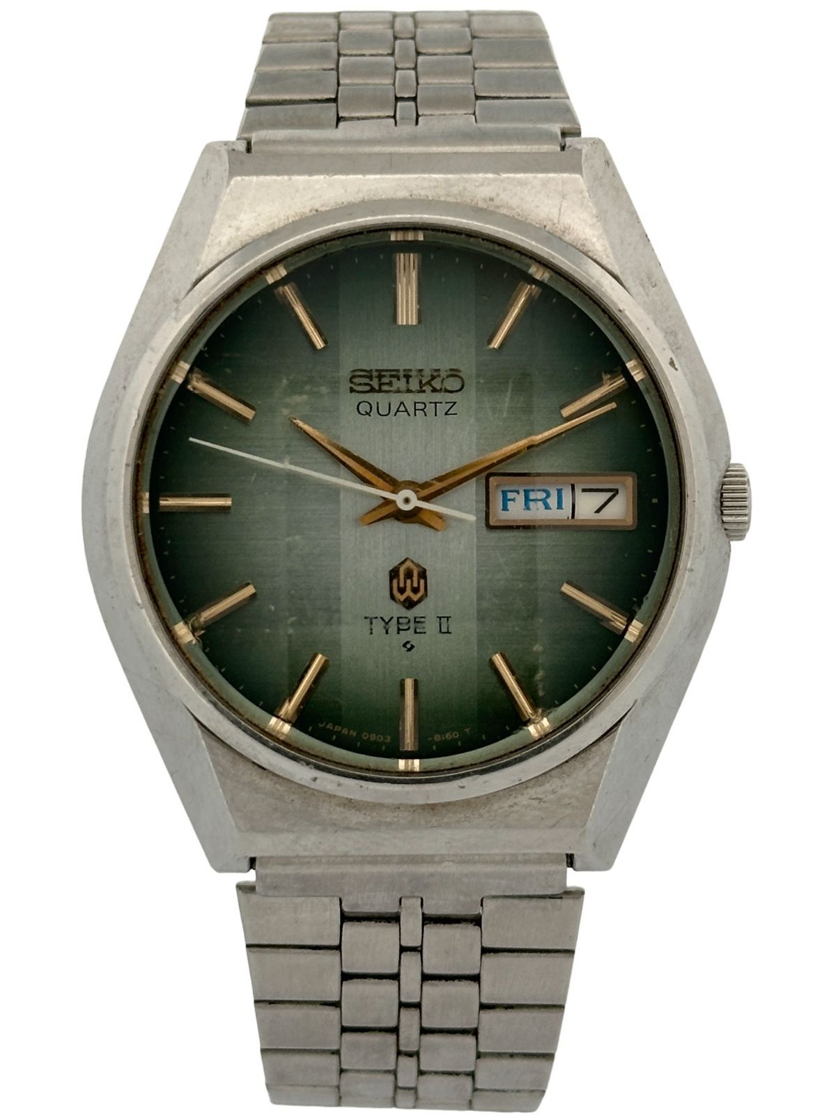【稼働品】SEIKO セイコー エルニクス 0703-8040 3針 ラウンド ステンレス グリーン文字盤 デイト 日常生活防水 腕時計 7,448円