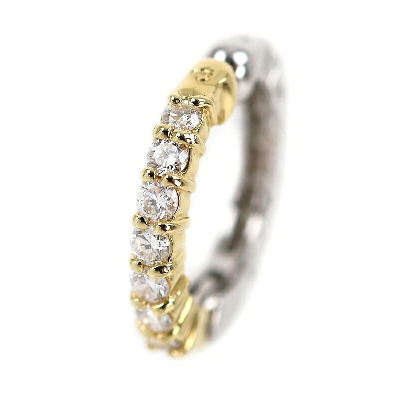 イヤーカフ 18金 イヤークリップ K18YG×K18WG ダイヤ 0.28ct 1.7g リバーシブル コンビカラー クリップイヤリング 片耳用 ジュエリー アクトワン【中古】