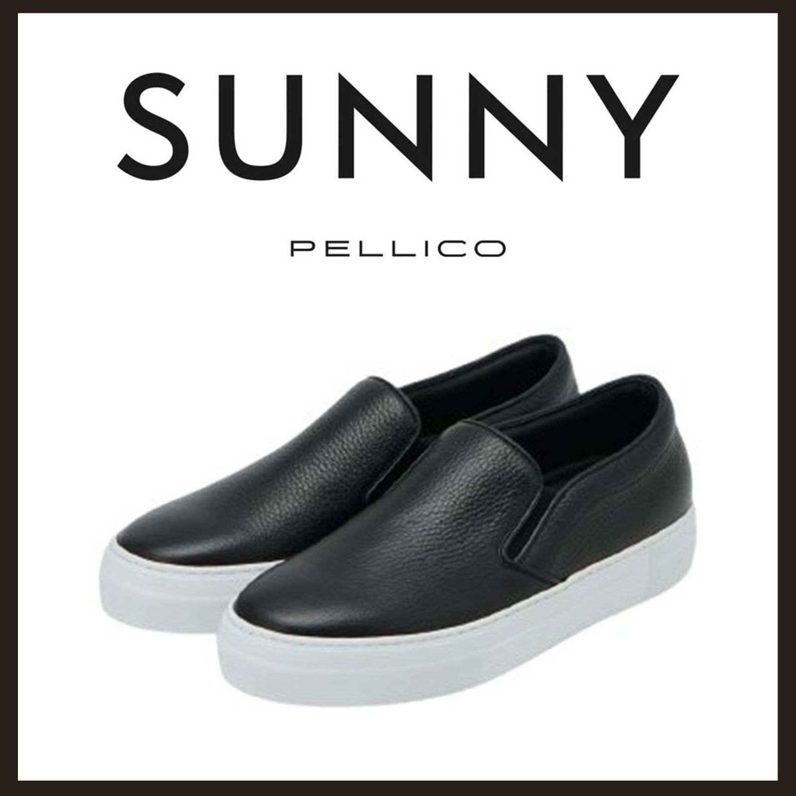 新品未使用 ペリーコサニー シュリンクレザー スリッポンスニーカー ブラック 27.5cm相当【PELLICO SUNNY】