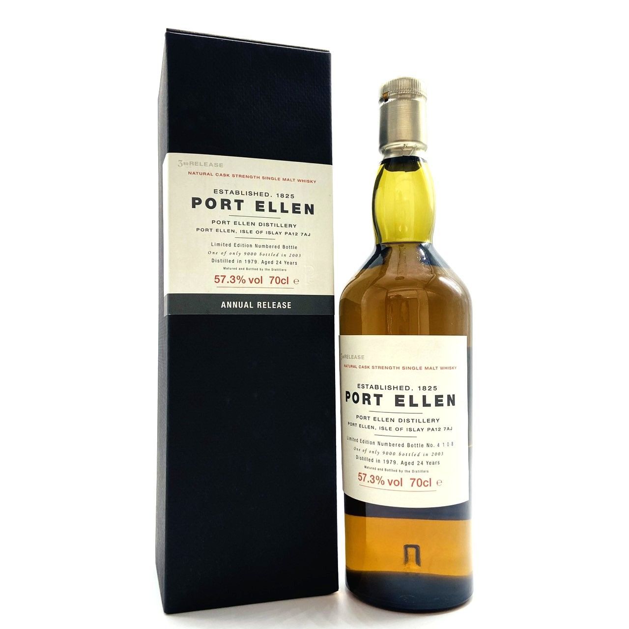 ▼PORT ELLEN ポートエレン 3rd RELEASE NATURAL CASK STRENGTH 24年 700ml 57.3% シングルモルト ウイスキー 箱付 古酒 ▼L001069