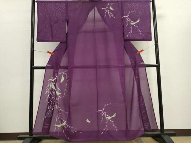 平和屋着物＊夏物　訪問着　絽　枝垂れ柳文　洗える着物　CABK1138ou