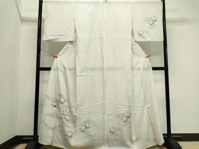 平和屋着物＊夏物　訪問着　絽　立波千鳥紋　金彩　正絹　逸品　CABL5606ou