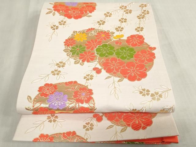 平和屋着物[]女の子　子供　全通柄袋帯　枝垂れ桜　花丸文　金糸　DABH5510ea