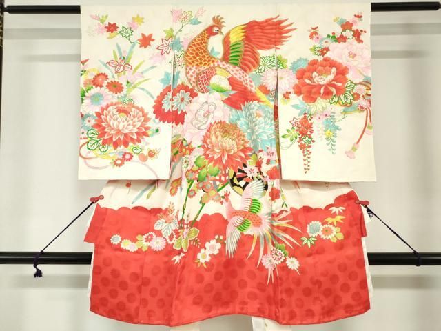 平和屋着物[]お宮参り　女の子　祝着　産着　初着　のしめ　刺繍　鳳凰花車文　金彩　逸品　DABJ3045ea