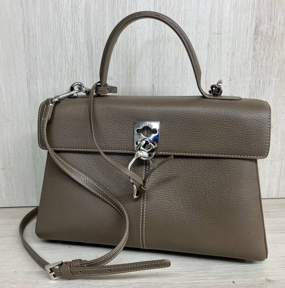 CAFUNE カフネ STANCE BAG ショルダーバッグ 2way ハンドバッグ ブラウン系 レザー レディース【レザー傷みあり】