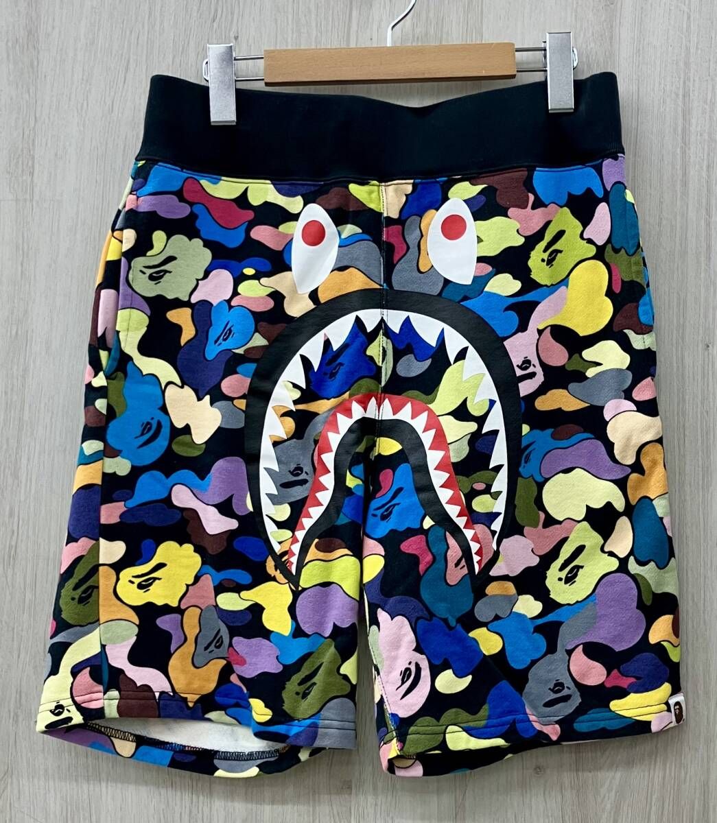 A BATHING APE/ア ベイシング エイプ/ハーフ綿パン/Multl Camo Shark Sweat Short/マルチカラー/Mサイズ 12,957円