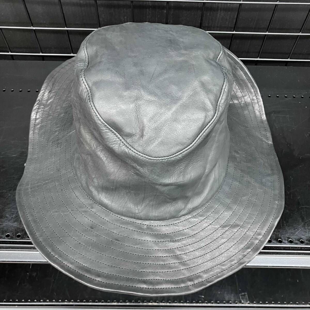 25aw YOHJI YAMAMOTO POUR HOMME カウレザーバケットハット HL-H11-775 ブラック ヨウジヤマモトプールオム