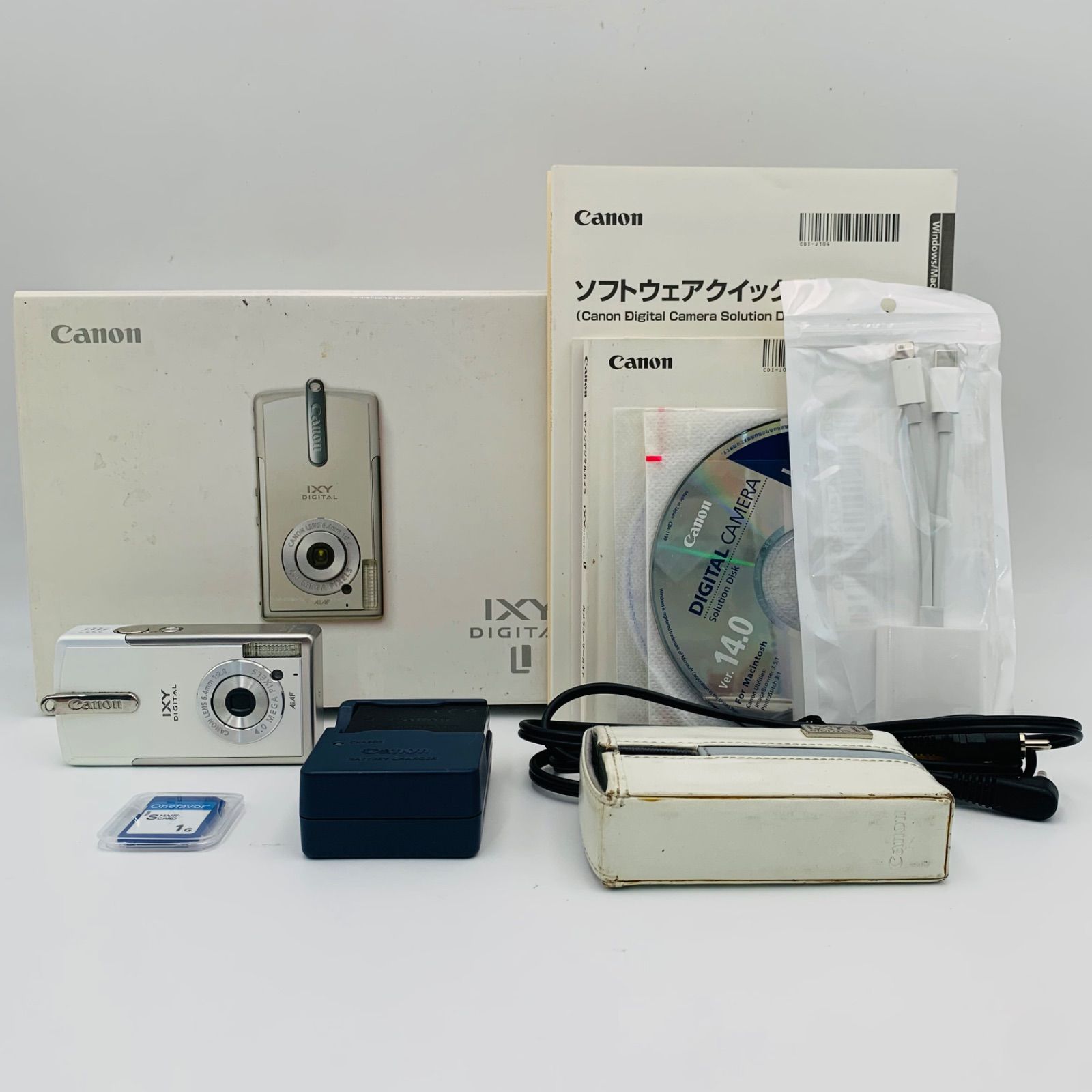 [상태 좋음] 캐논 IXY 디지털 L1 PC1060 화이트 오리지널 박스 • 설명서 • 충전기 • SD 카드 • 카드 리더기 스마트폰 전송 OK!(0805)