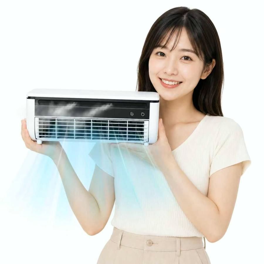 【送料無料】クールエアーミスト ミニエアコン 卓上扇風機 ポータブル 充電式 スポット 冷風扇 強力送風 置き型 工事不要 車載用 寝室用 低騒音 ポータブルエアコン 台所 コード:56090