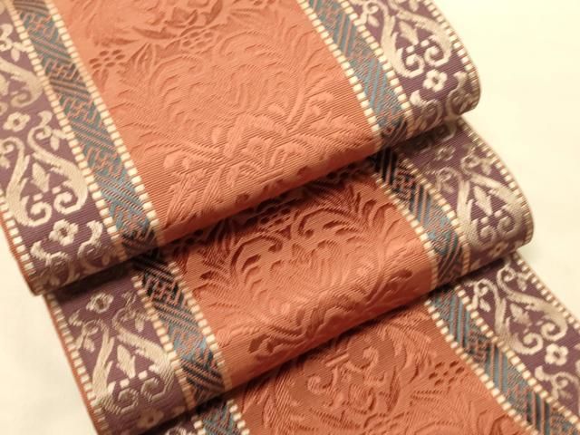 平和屋着物●本場筑前博多織　半幅帯　唐草間道　正絹　逸品　CABK6117ak 14,976円