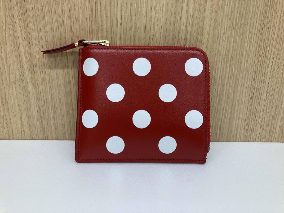 COMME des GARCONS コムデギャルソン ミニ財布 コインケース ポルカドット柄 スペイン製 レッド ホワイト 通年