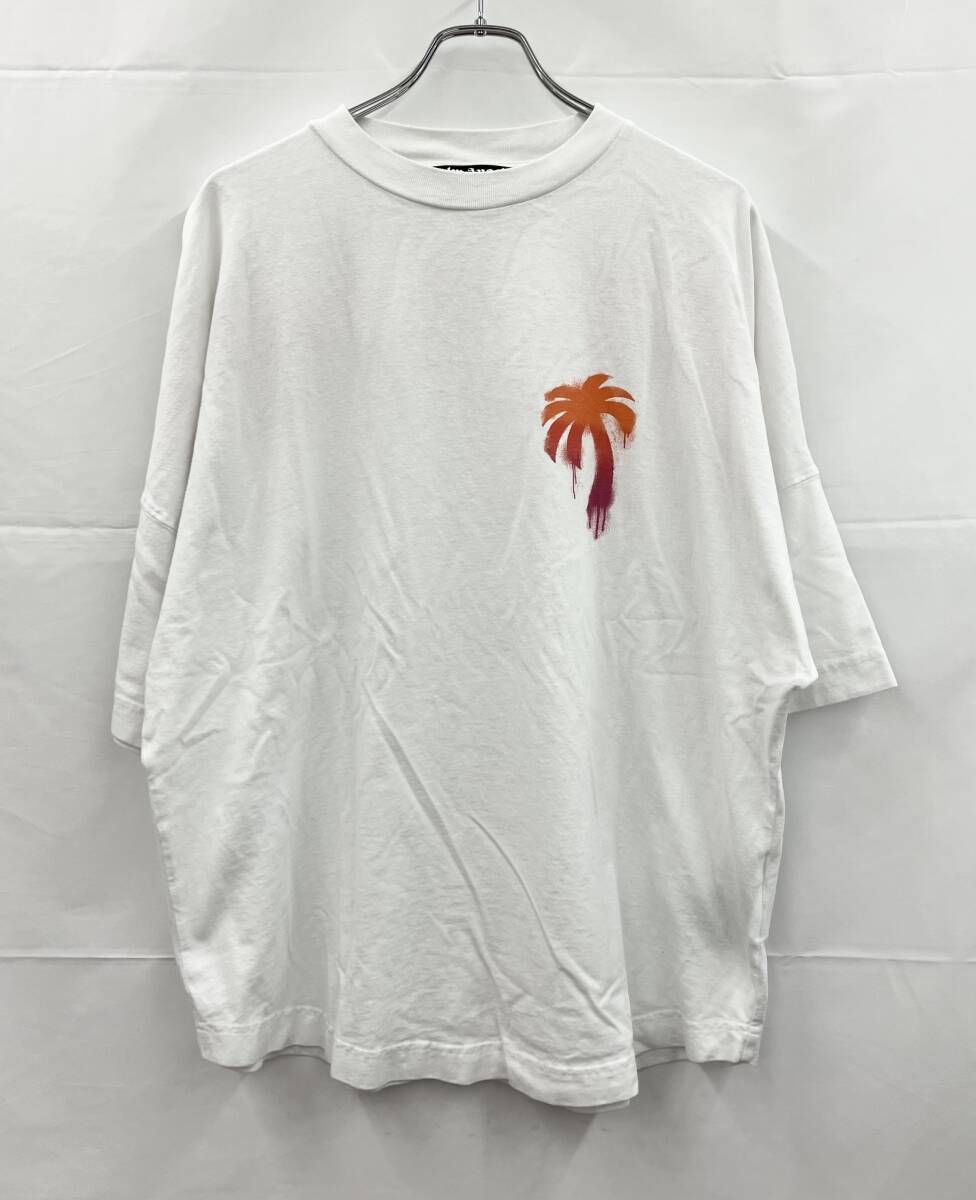 Palm Angels パームエンジェルス 半袖Tシャツ スプレーロゴパームツリーグラフィックTシャツ PMAA002F22JER004 M ホワイト 夏