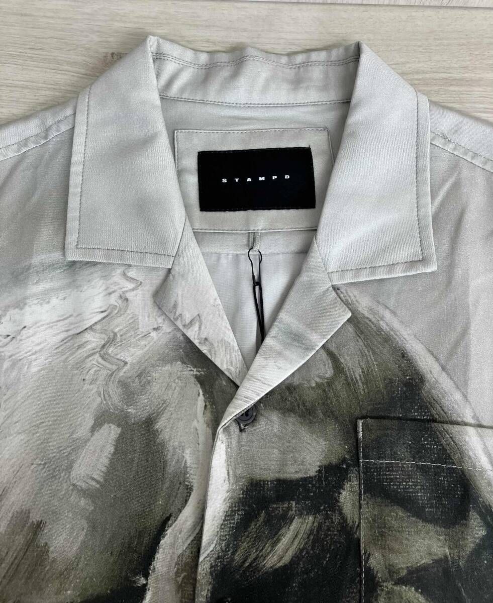 STAMPD スタンプド Van Gogh Camp Collar 25SS半袖シャツ スケルトン [M3817BD] グレー系グラデーション テンセル メンズ [XS]