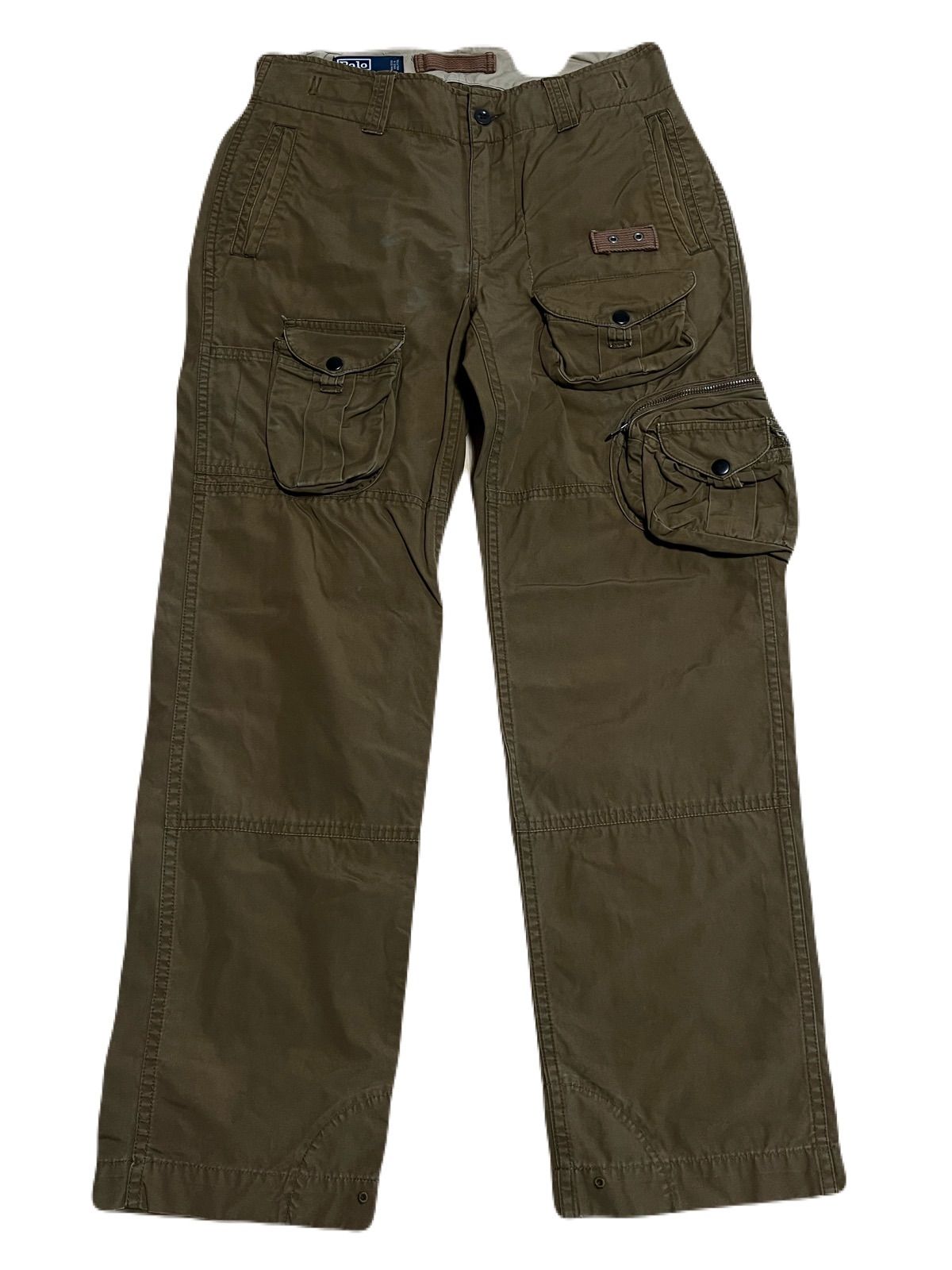 Polo by Ralph Lauren ミリタリーカーゴパンツ 31/30 90s 紺タグ　ヴィンテージタグ　マルチポケット　キャメル　カメラマンパンツ　パラシュートパンツ 7,992円