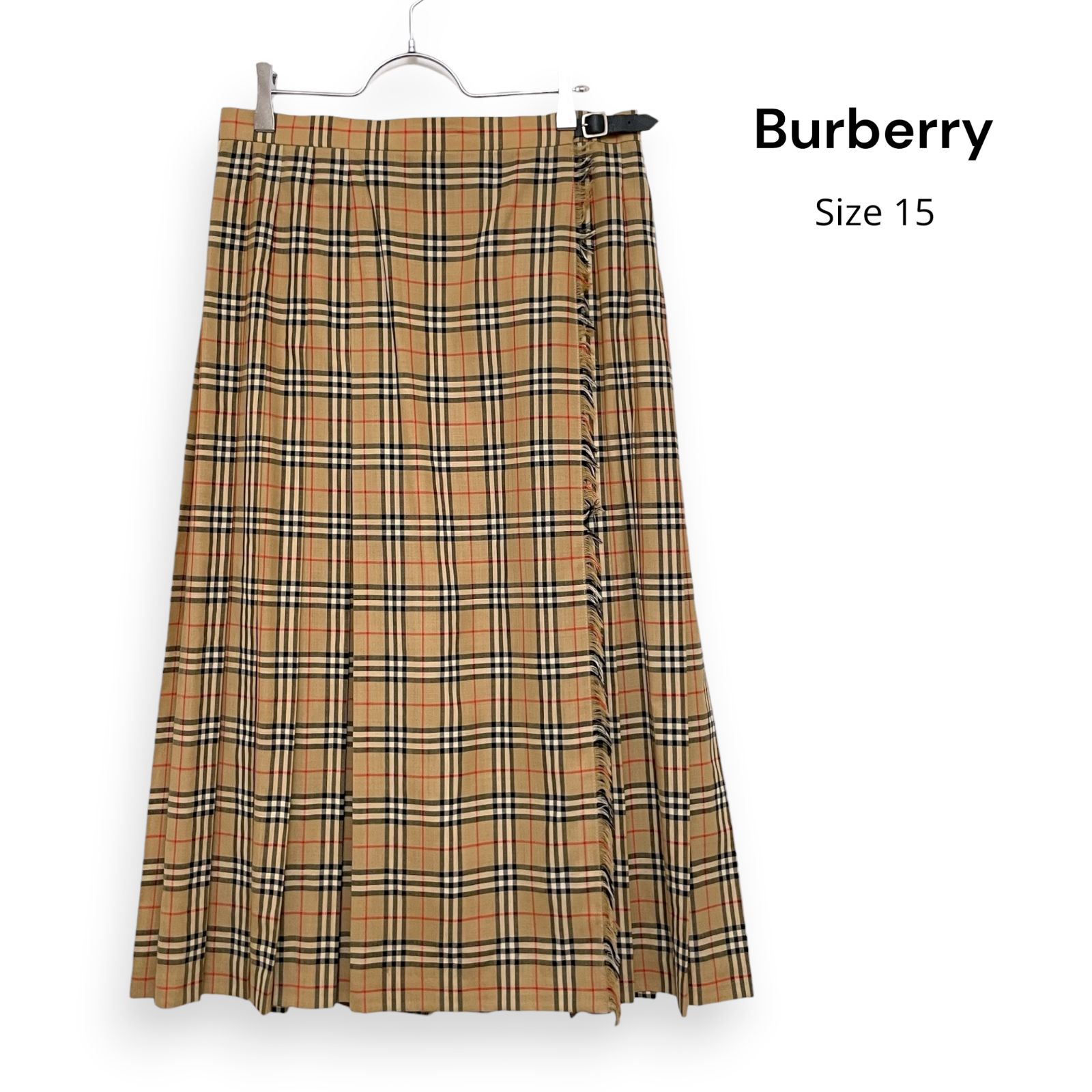Burberry LONDON バーバリー ロンドン ノバチェック プリーツ ラップ ロング スカートSize15 /R26741 11,506円
