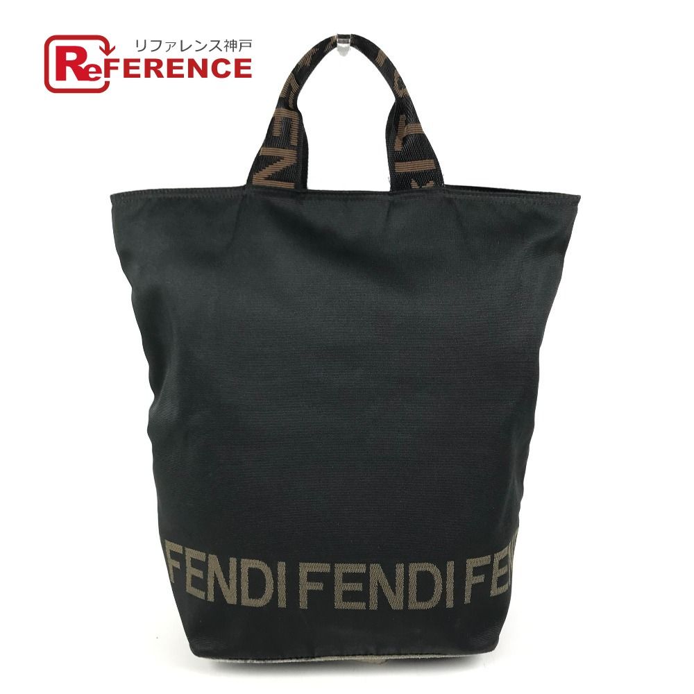FENDI フェンディ ハンドバッグ ロゴ ナイロンキャンバス ブラック